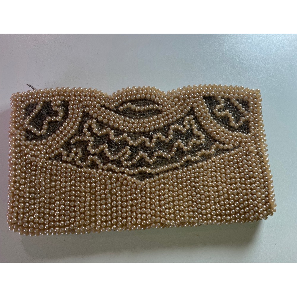 Vintage‎ Schild Kraut Faux Pearl Beaded Evening Clutch Made in Japan EUC